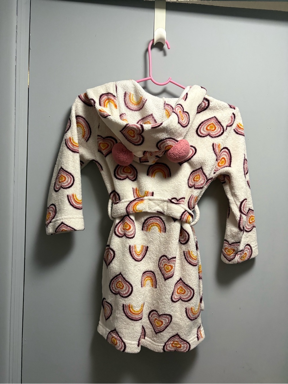 PETIT LEM SLEEP Designer Girls Cozy Rainbow Hooded Robe In Size 6 - Picture 4 of 8
